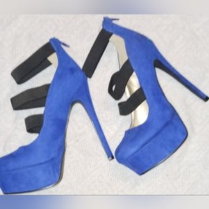 Charlotte Russe "Blue Vegan" platform stiletto high heels size 6